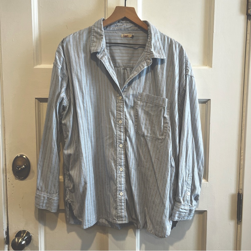 Faherty stretch oxford pin stripe shirt - XXL - blue